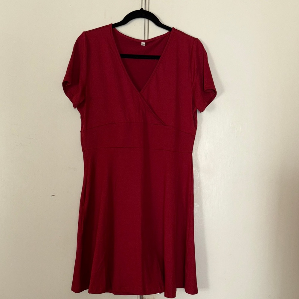 Elegant Scarlet V-Neck Mini Dress